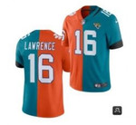 Men Jacksonville Jaguars #16 Trevor Lawrence 2021 Teal Orange Draft Split Vapor Limited Stitched Nfl Jersey Nfl