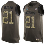 Men's New England Patriots #21 Malcolm Butler Green Salute To Service Hot Pressing Player Name & Number Nike Nfl Tank Top Jersey Nfl