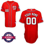 Personalize Jersey Men's Washington Nationals Authentic Personalized Alternate Red Jersey With Commemorative 10Th Anniversary Patch Mlb