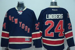 Men's New York Rangers #24 Oscar Lindberg Navy Blue Third 85Th Jersey Nhl