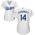 Women's Authentic Los Angeles Dodgers #14 Enrique Hernandez Majestic Home Cool Base White Jersey MLB- Women's