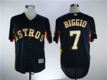 Men's Houston Astros #7 Craig Biggio Navy Blue New Gold Program Flexbase Stitched Mlb Jersey Mlb