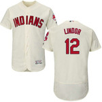 Cleveland Indians 12 Francisco Lindor Cream Flexbase Collection Baseball Jersey Mlb