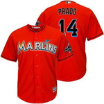Men's Miami Marlins #14 Martin Prado Orange 2017 All-Star Patch Stitched Mlb Majestic Cool Base Jersey Mlb