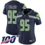 Seahawks #95 L.J. Collier Steel Blue Team Color Women's Stitched Football 100Th Season Vapor Limited Jersey Nfl- Women's