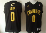 Cleveland Cavaliers #0 Kevin Love Revolution 30 Swingman Black With Gold Jersey Nba