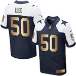 Nike Cowboys #50 Sean Lee Navy Blue Thanksgiving Throwback Men's Stitched Nfl Elite Gold Jersey Nfl