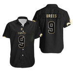 New Orleans Saints 9 Drew Brees Black Golden Edition Mens Jersey Inspired Hawaiian Shirt