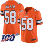 Broncos #58 Von Miller Orange Men's Stitched Football Limited Rush 100Th Season Jersey Nfl