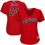 Indians #24 Andrew Miller Red Women's Stitched Baseball Jersey Mlb- Women's