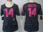 Nike Cincinnati Bengals #14 Andy Dalton Breast Cancer Awareness Gray Womens Jersey Nfl- Women's