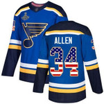 Blues #34 Jake Allen Blue Home Authentic Usa Flag Stanley Cup Champions Stitched Hockey Jersey Nhl