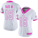 Nike Eagles #19 Golden Tate III White Pink Women's Stitched NFL Limited Rush Fashion Jersey NFL- Women's