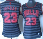 Chicago Bulls #23 Michael Jordan Gray With Black Pinstripe Womens Jersey Nba- Women's