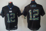 Nike Indianapolis Colts #12 Andrew Luck Black With Camo Elite Jersey Nfl