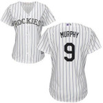 Rockies #9 Daniel Murphy White Strip Home Women's Stitched Baseball Jersey MLB- Women's