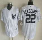 New York Yankees #22 Jacoby Ellsbury 2015 White With Navy Pinstripe Jersey Mlb