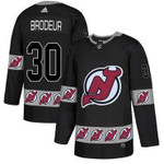 Men's New Jersey Devils #30 Martin Brodeur Black Team Logos Fashion Adidas Jersey Nhl