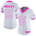 Jaguars #15 Gardner Minshew Ii White Pink Women's Stitched Football Limited Rush Fashion Jersey Nfl- Women's