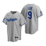 Men�S Los Angeles Dodgers #9 Gavin Lux Gray 2020 World Series Champions Road Replica Jersey Mlb