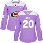 Adidas Carolina Hurricanes #20 Sebastian Aho Purple Fights Cancer Women's Stitched Nhl Jersey Nhl- Women's