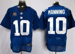 Nike New York Giants #10 Eli Manning Blue C Patch Elite Jersey Nfl