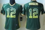 Nike Green Bay Packers #12 Aaron Rodgers Drift Fashion Green Womens Jersey Nfl- Women's