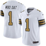Nike Saints #1 Who Dat White Men's Stitched Nfl Limited Rush Jersey Nfl