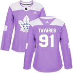 Adidas Maple Leafs #91 John Tavares Purple Fights Cancer Women's Stitched Nhl Jersey Nhl- Women's