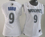 Minnesota Timberwolves #9 Ricky Rubio White Womens Jersey Nba- Women's