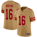 49Ers #16 Joe Montana Gold Men's Stitched Football Limited Inverted Legend Jersey Nfl