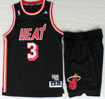 Miami Heat 3 Dwyane Wadet Black Hardwood Classics Revolution 30 Swingman Jerseys Shorts Nba Suits Nba