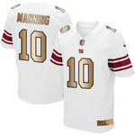 Nike Giants #10 Eli Manning White Men's Stitched Nfl Elite Gold Jersey Nfl