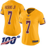 Nike Redskins #7 Dwayne Haskins Jr Gold Women's Stitched Nfl Limited Rush 100Th Season Jersey Nfl- Women's