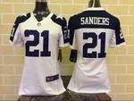 Women's Dallas Cowboys #21 Deion Sanders White Thanksgiving Retired Player Nfl Nike Game Jersey Nfl- Women's