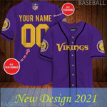 Personalize Baseball Jersey - Personalized NFL Minnesota Vikings Baseball Jersey Shirt 66 - Baseball Jersey LF