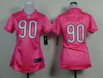Nike Chicago Bears #90 Jeremiah Ratliff Pink Love Womens Jersey Nfl- Women's