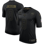 Nike Ravens 8 Lamar Jackson Black 2020 Salute To Service Limited Jersey Nfl