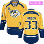 Women's Nashville Predators #33 Colin Wilson Yellow 2017 Stanley Cup Finals Patch Stitched Nhl Reebok Hockey Jersey Nhl