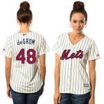 Women's New York Mets #48 Jacob Degrom White Stars & Stripes Fashion Independence Day Stitched Mlb Majestic Cool Base Jersey Mlb- Women's