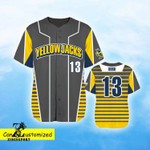 Line Grey Yellow Baseball Jersey | Colorful | Adult Unisex | S - 5Xl Full Size - Baseball Jersey Lf