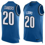 Men's Detroit Lions #20 Barry Sanders Light Blue Hot Pressing Player Name & Number Nike Nfl Tank Top Jersey Nfl