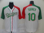 Dodgers #10 Justin Turner White Red Green Split Cool Base Stitched Baseball Jersey Mlb