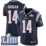 Men's New England Patriots #14 Steve Grogan Navy Blue Nike Nfl Home Vapor Untouchable Super Bowl Liii Bound Limited Jersey Nfl
