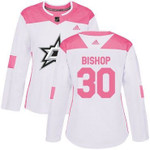 Adidas Dallas Stars #30 Ben Bishop White Pink Fashion Women's Stitched Nhl Jersey Nhl- Women's