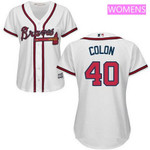 Women's Atlanta Braves #40 Bartolo Colon White Home Stitched Mlb Majestic Cool Base Jersey Mlb- Women's