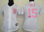 Detroit Tigers #15 Inge White With Pink Womens Jersey Mlb- Women's
