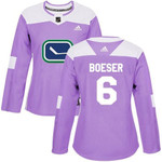 Adidas Vancouver Canucks #6 Brock Boeser Purple Authentic Fights Cancer Women's Stitched Nhl Jersey Nhl- Women's