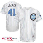 Men's Chicago Cubs #41 John Lackey White With Baby Blue Father's Day Stitched Mlb Majestic Flex Base Jersey Mlb