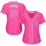 Mets #20 Pete Alonso Pink Fashion Women's Stitched Baseball Jersey Mlb- Women's